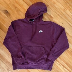 Nike Hoodie Mens Medium Maroon Pullover Sweatshirt  Logo Kangaroo Pocket